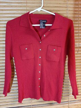 Red 3/4 length sweater, Junior size 7/9